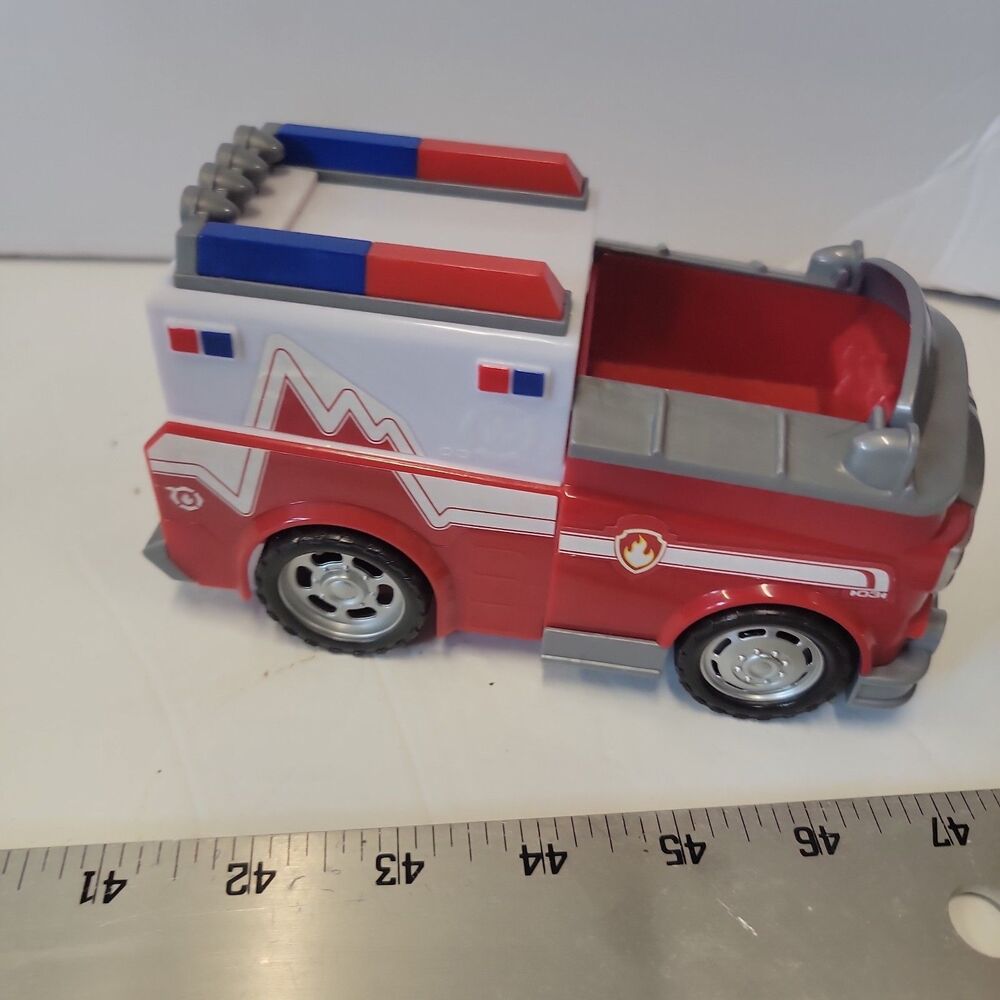 Paw Patrol Marshall Rescue Fire Truck Vehicle Car Engine Ride Rare Nick Jr Spin`